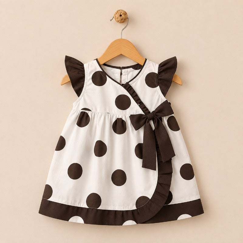 Luxury Brown & White Polka Bow Dress 🤎🤍✨