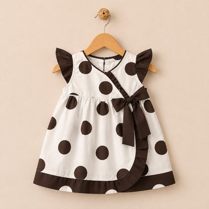 Luxury Brown & White Polka Bow Dress 🤎🤍✨