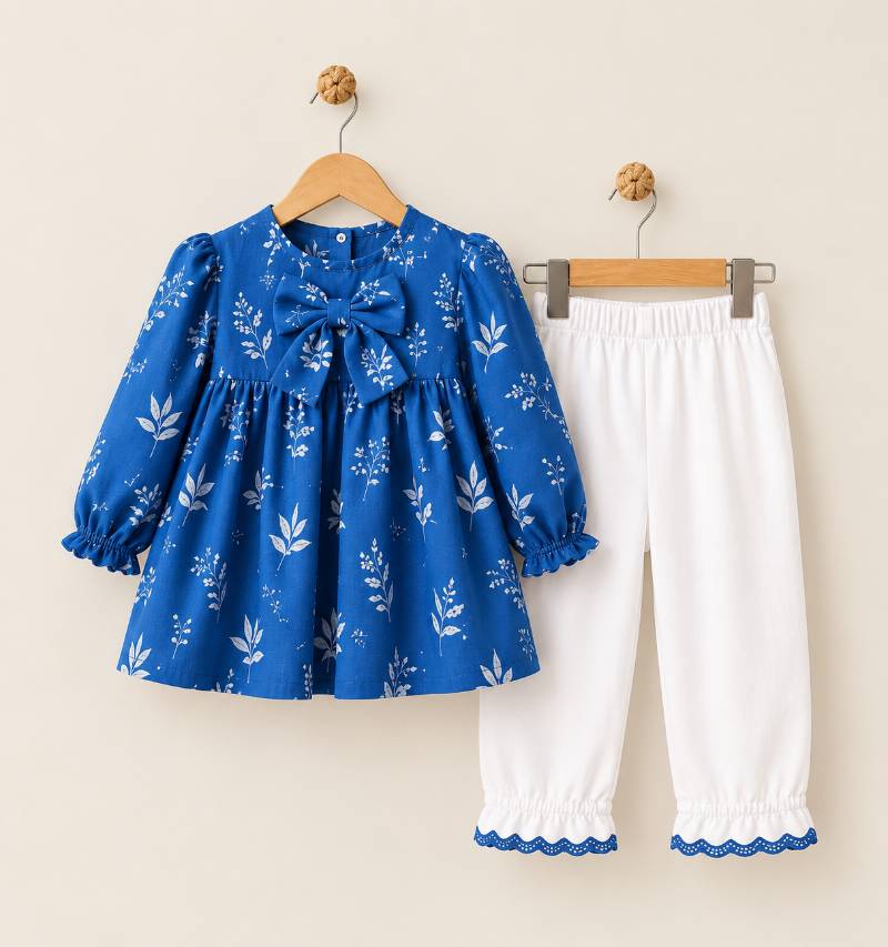 Blue Floral Bow Co-Ord Set 🎀